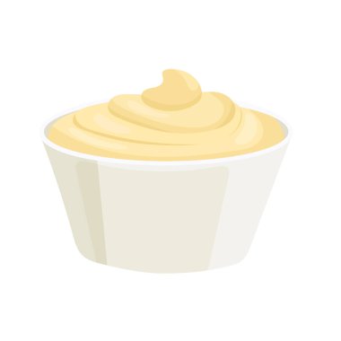 Mayonez kasesi. Düz vektör clipart, izole edilmiş arkaplan ile illüstrasyon.