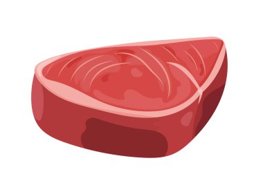 Ton balıklı biftek. Düz vektör clipart, izole edilmiş arkaplan ile illüstrasyon.