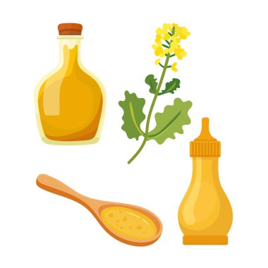 Hardal takımı. Düz vektör clipart, izole edilmiş arkaplan ile illüstrasyon.