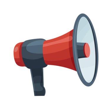Yönetmen megafon. Düz vektör clipart, izole edilmiş arkaplan ile illüstrasyon.