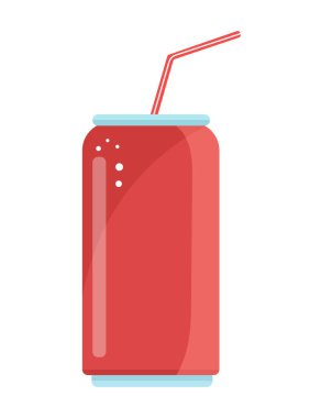 Karbonatlı içecek. Düz vektör clipart, izole edilmiş arkaplan ile illüstrasyon.