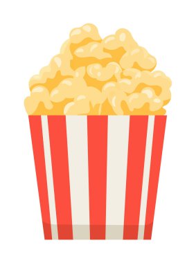 Patlamış mısır. Düz vektör clipart, izole edilmiş arkaplan ile illüstrasyon.