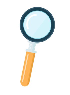Büyüteç. - Dedektif. Düz vektör clipart, izole edilmiş arkaplan ile illüstrasyon.