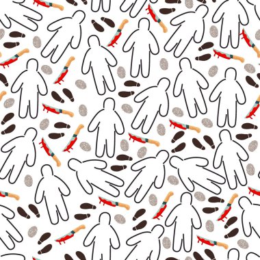 Suç mahalli kusursuz desen. Düz vektör clipart, izole edilmiş arkaplan ile illüstrasyon.