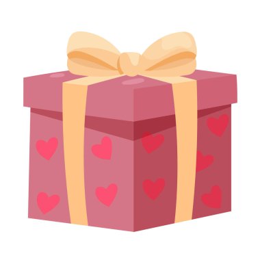 Hediye kutusu. Düz vektör clipart, izole edilmiş arkaplan ile illüstrasyon.