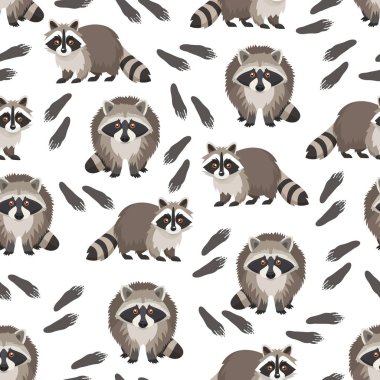 Rakun. Düz vektör clipart, izole edilmiş arkaplan ile illüstrasyon.