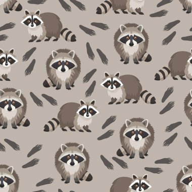 Rakun. Düz vektör clipart, izole edilmiş arkaplan ile illüstrasyon.