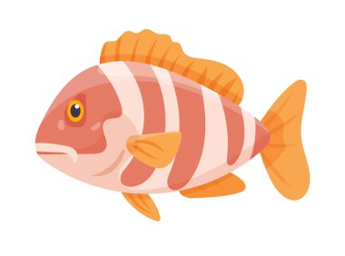 Balık. Düz vektör clipart, izole edilmiş arkaplan ile illüstrasyon.