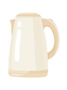 Elektrikli çaydanlık. Düz vektör clipart, izole edilmiş arkaplan ile illüstrasyon.