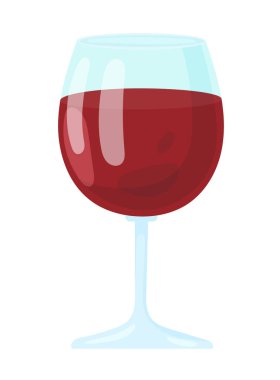 Bir bardak şarap. Düz vektör clipart, izole edilmiş arkaplan ile illüstrasyon.