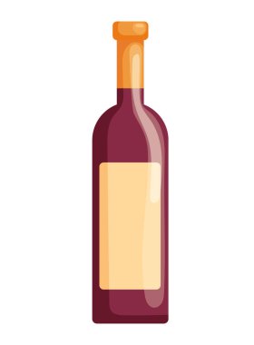 Şarap şişesi. Düz vektör clipart, izole edilmiş arkaplan ile illüstrasyon.
