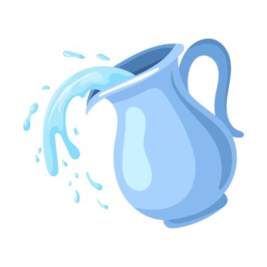 Bir sürahi su. Düz vektör clipart, izole edilmiş arkaplan ile illüstrasyon.