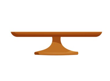 Beyaz Arkaplan 'da Tahta Kek Durağı izole edildi. Düz vektör tarzında boş tatlı kaidesi, fırın görüntüsü, yemek sunumu, modelleme tasarımı ve kutlama dekorasyonu grafikleri için mükemmel.