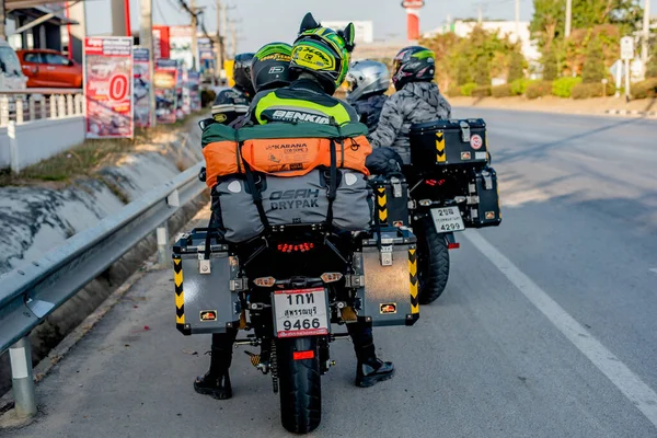 Niezidentyfikowany Jeździec Motocyklem Kawasaki Versys 650 Chaing Rai Tajlandia — Zdjęcie stockowe