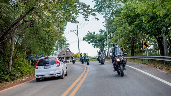 Niezidentyfikowany Jeździec Motocyklem Kawasaki Versys 650 Chaing Rai Tajlandia Grudnia — Zdjęcie stockowe