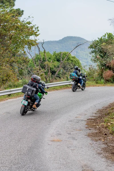 Unbekannter Fahrer Mit Motorrad Kawasaki Versys 650 Bei Chaing Rai — Stockfoto