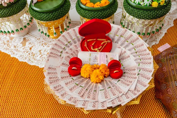 Thailand traditional wedding ceremony tray of wedding gifts