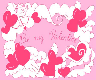 Sevgililer günü kartı melek, kalpleri ile