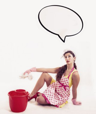 pretty housemaid dreaming something beautiful