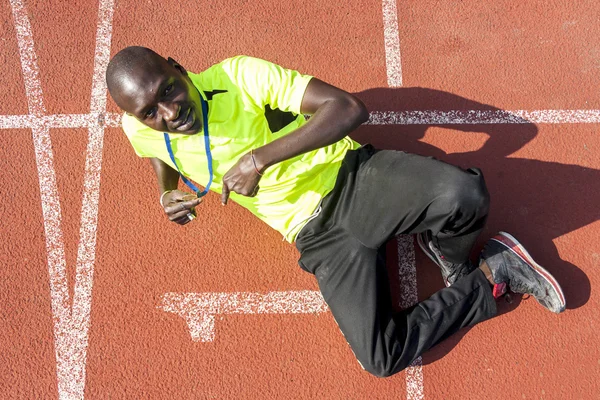 Sprinter mostra o vencedor da medalha de ouro — Fotografia de Stock