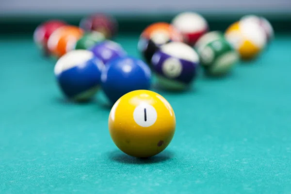 Billiard balls in a pool table — Stock Photo, Image