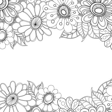 Çiçekler ve yapraklar davetiye doodle.