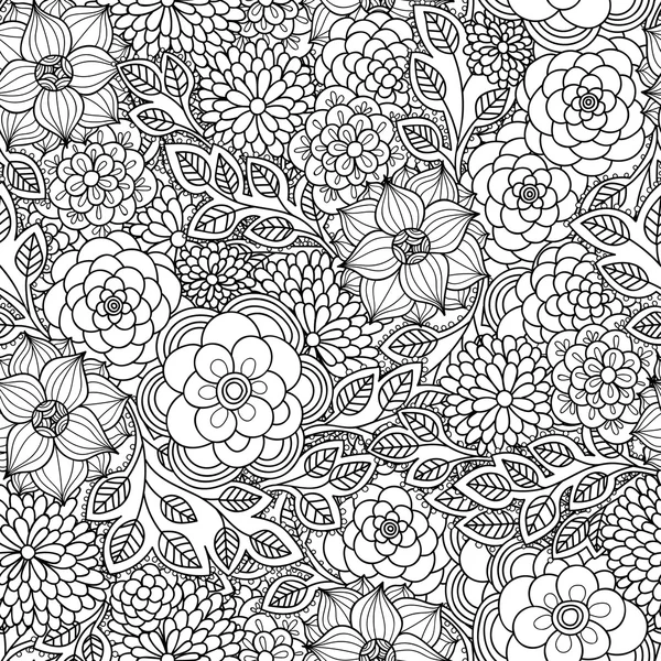 Doodle Blumen nahtlose Muster. — Stockvektor