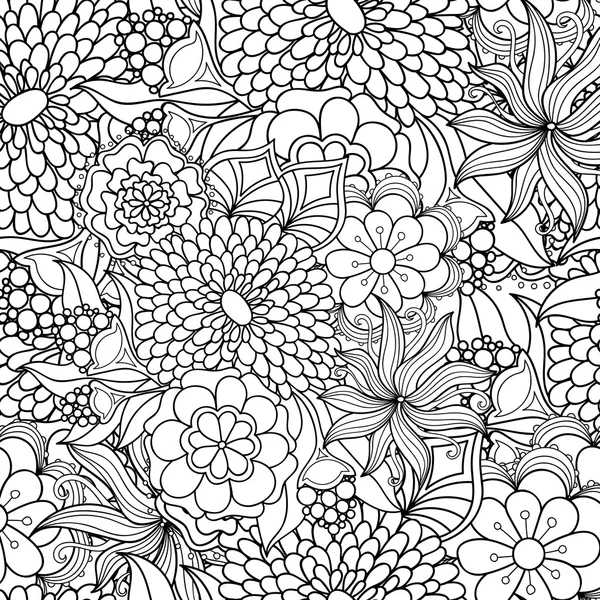 Цветы каракули бесшовный узор . — стоковый вектор