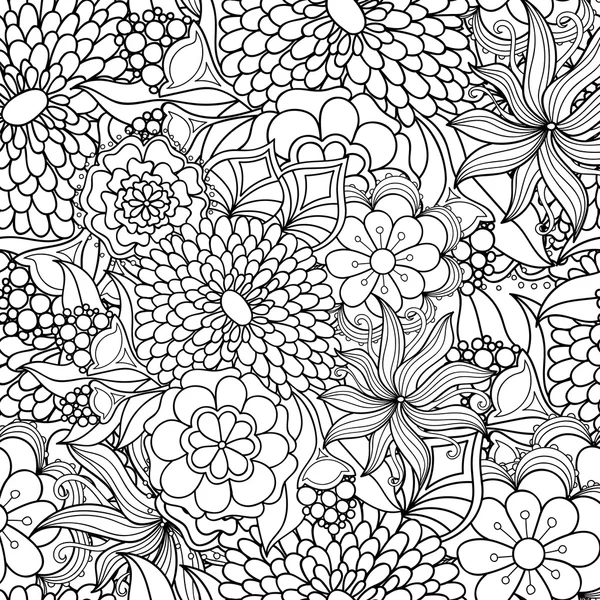 Doodle flores sem costura padrão . — Vetor de Stock