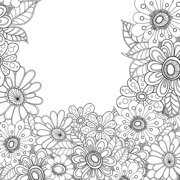 Doodle fleurs et feuilles carte d'invitation . — Image vectorielle