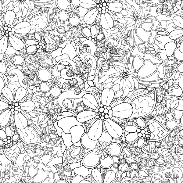 Doodle Blumen nahtlose Muster. — Stockvektor