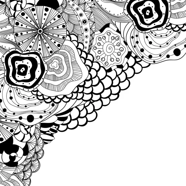 Doodle borda decorativa preto e branco . — Vetor de Stock