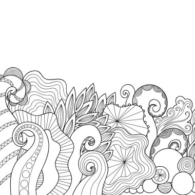 Siyah ve beyaz Dekoratif kenarlık doodle.