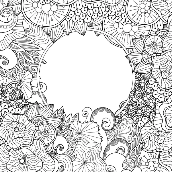 Doodle borda decorativa preto e branco . — Vetor de Stock