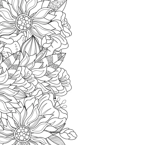 Fleurs et feuilles de caniche bordure décorative . — Image vectorielle