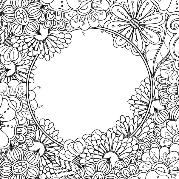 Doodle flowers and leaves frame. — Stock Vector