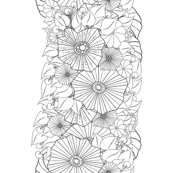 Vektor absztrakt kézzel rajzolt zentangle stílus zökkenőmentes határ. — Stock Vector