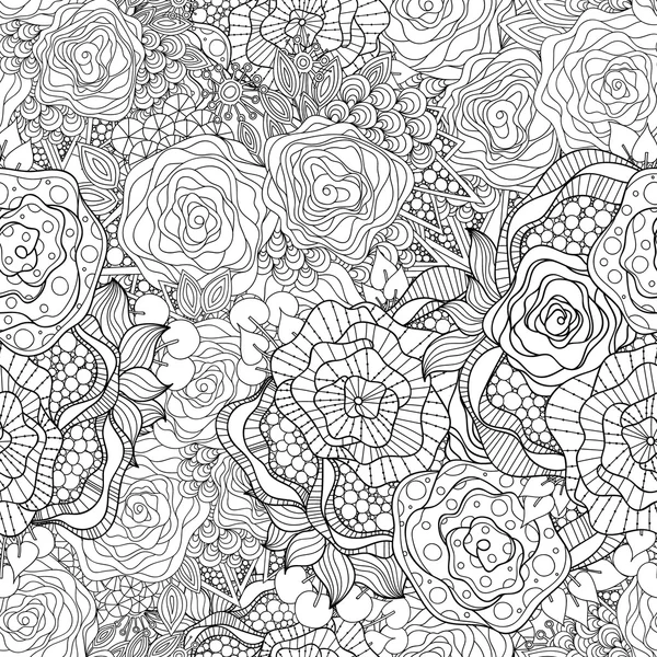 Doodle flowers seamless pattern. — Stock Vector