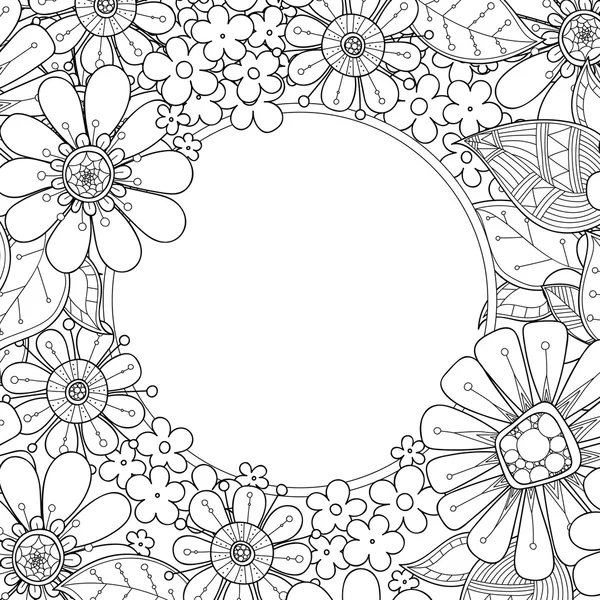 Doodle flores e folhas borda decorativa . — Vetor de Stock