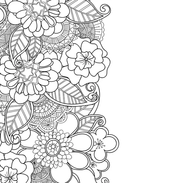 Doodle λουλούδια και φύλλα προσκλητηρίου. — Διανυσματικό Αρχείο