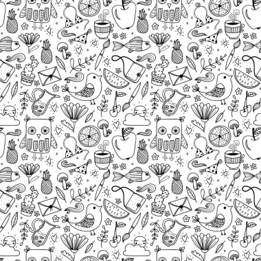 Doodle yaz vektör seamless modeli ayarla