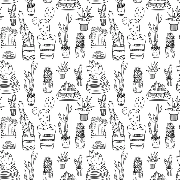 Doodle Modello senza cuciture di cactus — Vettoriale Stock