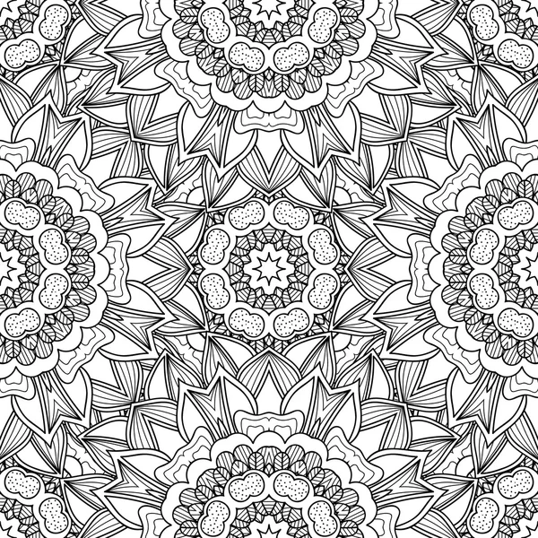 Vecteur abstrait décoratif ethnique mandala noir et blanc motif sans couture . — Image vectorielle