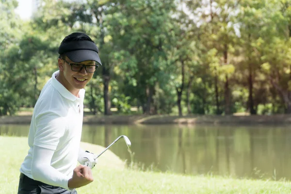Golfistas Homens Segurar Punho Sua Mão Mostrar Resultados Alegria Jogo — Fotografia de Stock