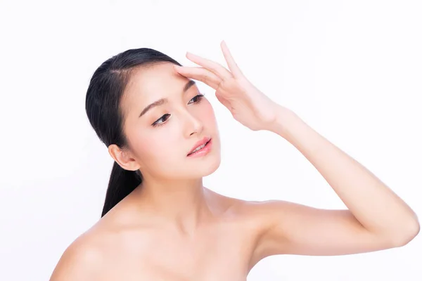 Piękno Kosmetyki Zdrowy Leczenie Pielęgnacja Skóry Spa Koncepcji Azjatka Dotykająca — Zdjęcie stockowe