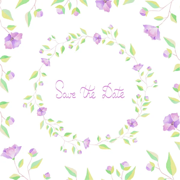 Elle çizilmiş suluboya pastel çelenk