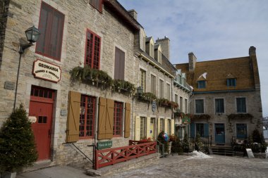 Quebec, Kanada - 03 Şubat 2016: Place Royale pa görüntülemek