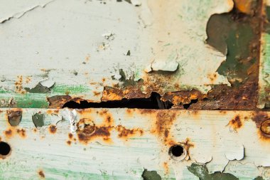 yakın çekim eski paslı ızgara duvar. Grunge background.shelled yeşil p