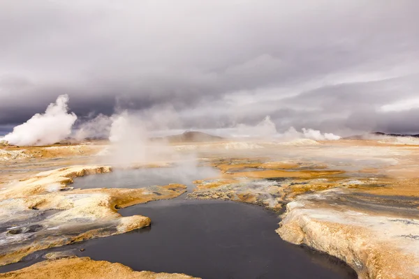 Mud pools in myvatn area north iceland Royalty Free Stock Photos