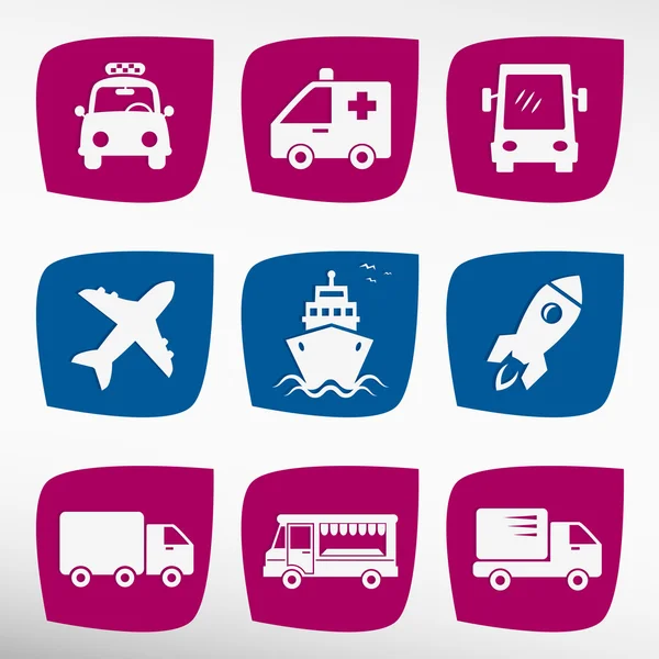 Set of 9 transportation icons — Stock Vector